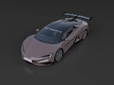 Sleek Rose Gold Sports Car With Black Roof Rear Spoiler And Evolution Design 3d model