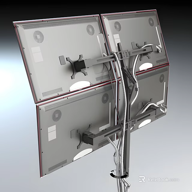 Dual TV Screens Mounted On Metal Bracket With Stable Installation Structure 3d model