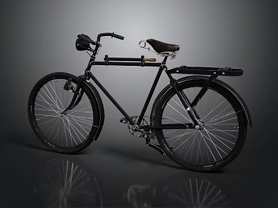 Classic Black Bicycle With Rear Rack And Retro Design In Studio Lighting 3d model