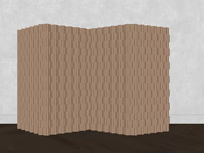Modern Brown Foldable Room Divider With Textured Panel Design For Interior 3d model