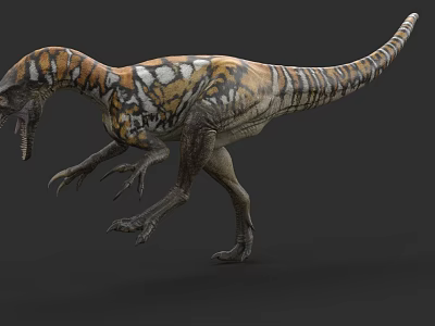 Vibrant Patterned Reptile Dinosaur With Open Mouth Extended Limbs And Detailed Skin Texture 3d model