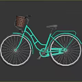 Turquoise Classic Bicycle With Red Polka Dot Basket And White Wheels
