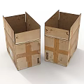 Two Stacked Brown Cardboard Boxes With Tape Labels And Barcodes