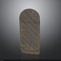 Arched Ancient Wooden Door Structure In Traditional Architectural Design With Aged Texture