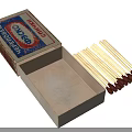 Open Vintage Matchbox With Retro Label And Brown Tipped Wooden Matches Inside