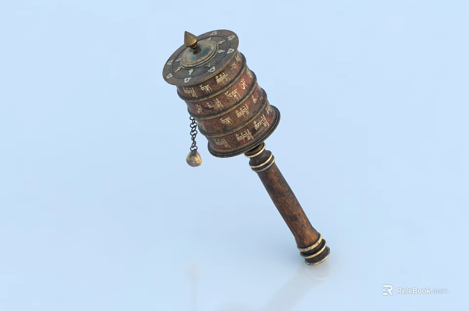 Traditional Style Ornament Decoration Set With Multilayer Design Wooden Handle Decorative Chain And Pendant 3d model 