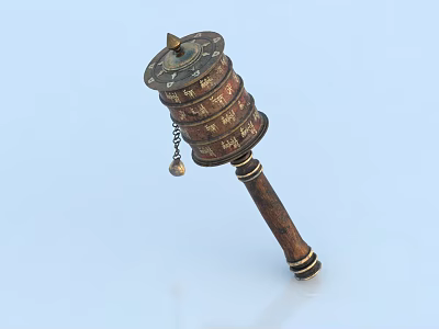 Traditional Style Ornament Decoration Set With Multilayer Design Wooden Handle Decorative Chain And Pendant 3d model