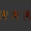 Three Vibrant Colored Reptile Scorpion Figures In 3D Rendered Design