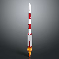 Red And White Rocket Launching With Flames At Base Detailed Model 3d model