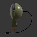 Vintage Round Metal Lamp Featuring Grilled Shade Rusty Bracket And Yellow Light