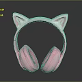 Cute Pink Over Ear Computer Headphones With Cat Ear Design For Kids