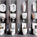 Various Modern Toilet Designs Including Toilet Bowls and Urinals on