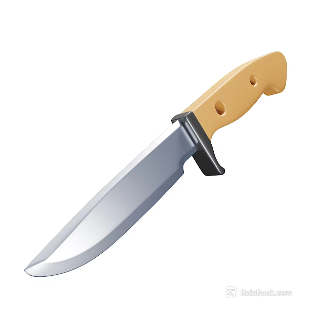 Utility Knife With Silver Blade Light Brown Handle And Two Holes Design Features 3d model 