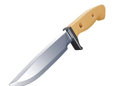 Utility Knife With Silver Blade Light Brown Handle And Two Holes Design Features 3d model