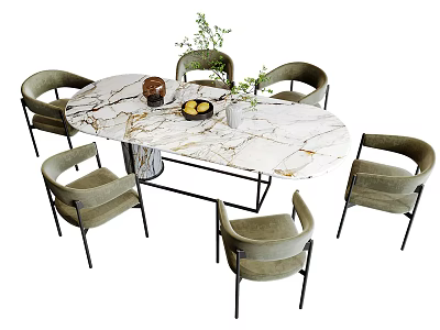 Modern Dining Table Chair Combination Dining Table Chair 3d model