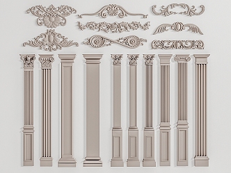 European Roman Column Line Carved Roman Column Plaster Line Corner Column 3d model