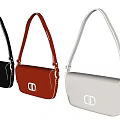 Stylish Black Red White Shoulder Bags Featuring CD Logo Design Details