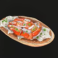 Open Faced Sandwich with Fresh Tomato Sour Cream Parsley and White Onion on Toast