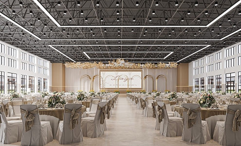 Wedding Banquet Hall Birthday Banquet Hall Factory Banquet Hall Revolving Round Table Stage Beautiful Chen 3d model