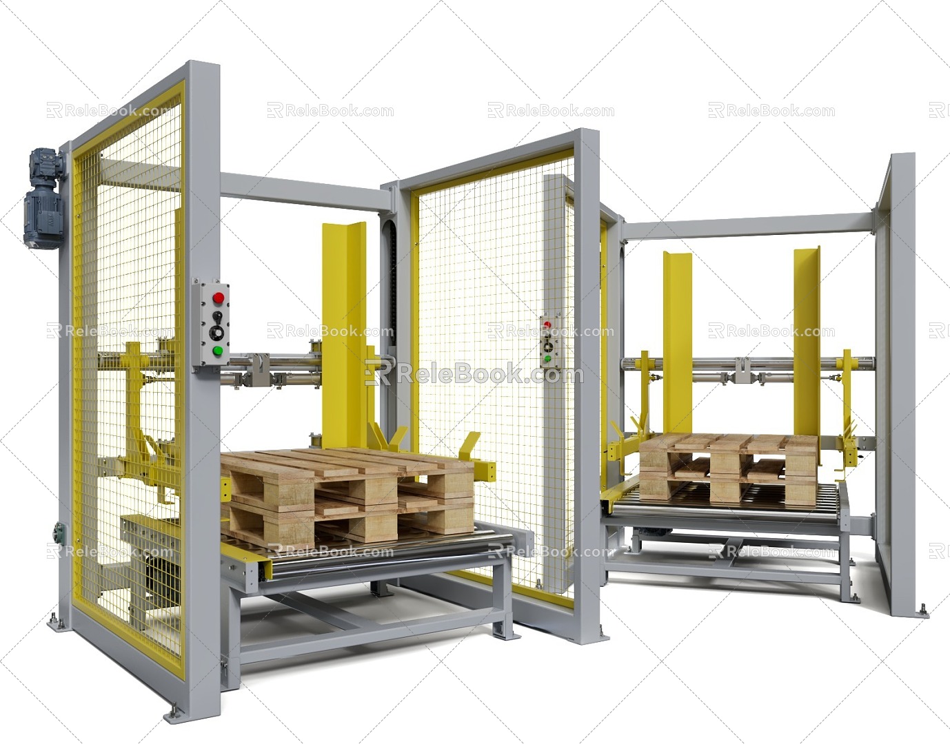 Automatic pallet warehouse conveyor automatic packaging machine production line machinery and equipment 3d model