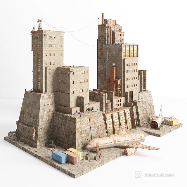 Medieval Architectural Components Featuring Stone Towers Walls Windows And Supports 3d model