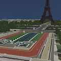 Scenic Eiffel Tower Landscape With Blue Sky Green Gardens And Neat Path
