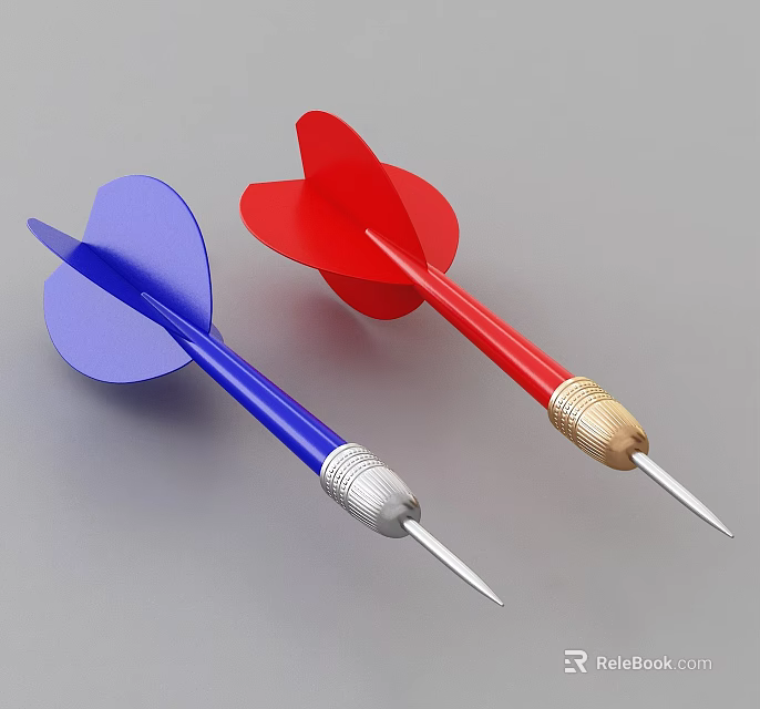 Blue And Red Darts Commonly Used In Recreational Games 3d model 