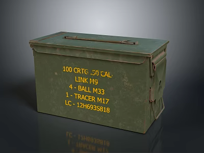 Green Metal Storage Box For Household Items Featuring 50 CAL Ball M33 Tracer M17 3d model Green Metal Storage Box For Household Items Featuring 50 CAL Ball M33 Tracer M17 3d model