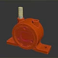 3D Rendered Orange Mechanical Component With Cylindrical Top And Base Holes