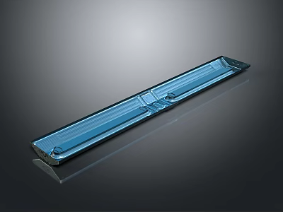 Blue Transparent Rectangular Glass Decorative Item On Dark Background With Shiny Surface 3d model