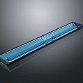Blue Transparent Rectangular Glass Decorative Item On Dark Background With Shiny Surface