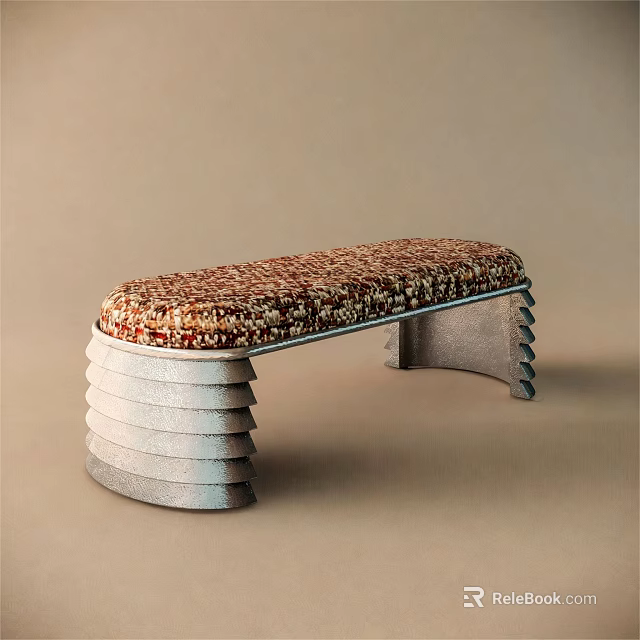 Modern Upholstered Leisure Chair With Patterned Fabric Seat And Layered Metal Legs 3d model 