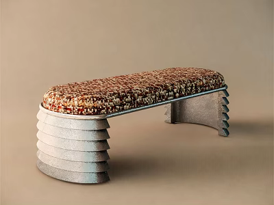 Modern Upholstered Leisure Chair With Patterned Fabric Seat And Layered Metal Legs 3d model