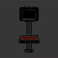 Vintage Electronic Device With Old Fashioned TV Monitor And Red Control Panel Stand