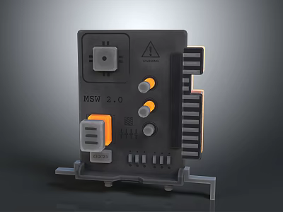 MSW 2.0 Electronic Module With Orange Buttons Warning Sign And Interfaces 3d model