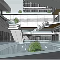 Modern High Rise Residential Buildings In Urban Area With Green Spaces And Water Features
