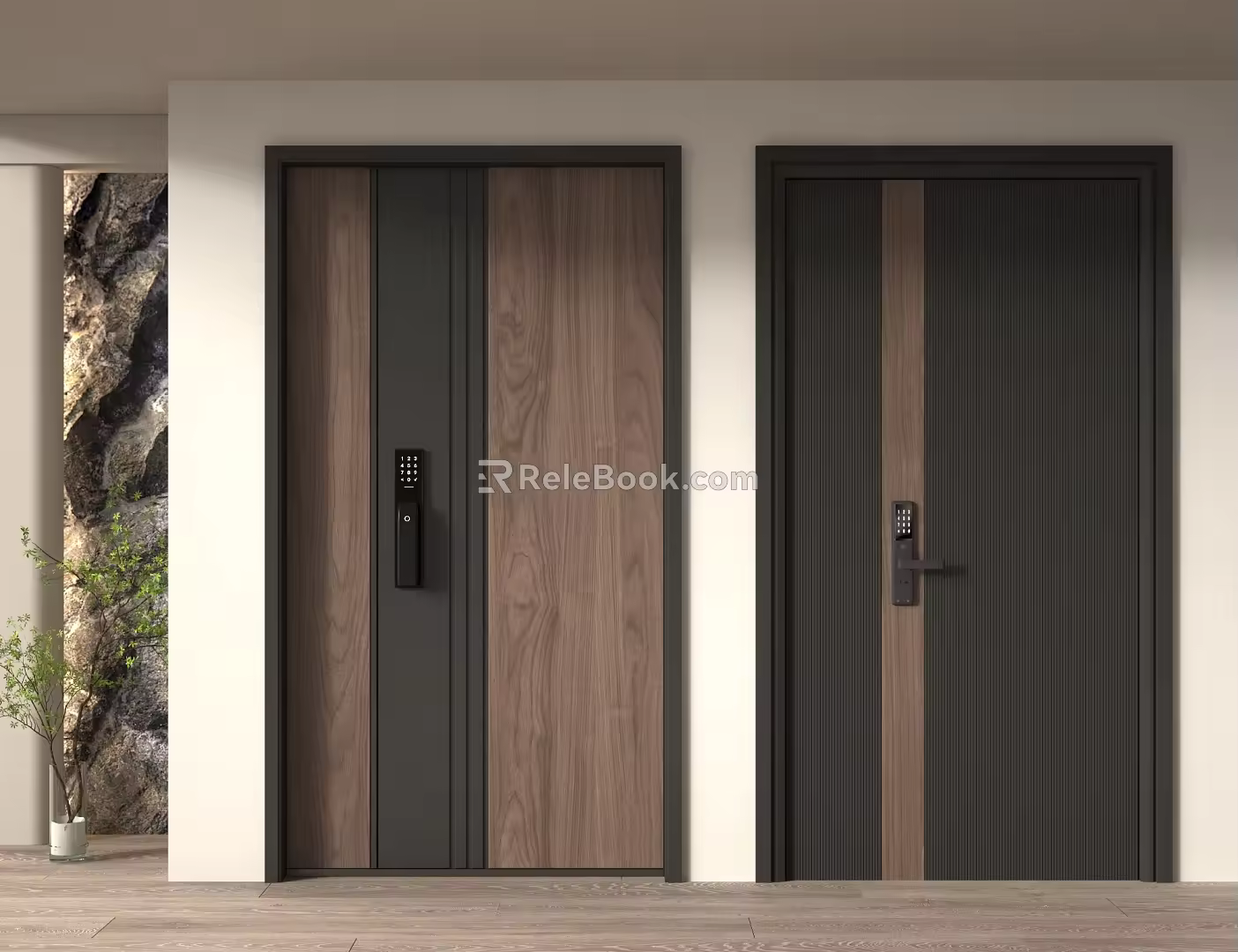 Modern security door password lock fingerprint lock 3d model