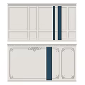 Elegant Gray Wall Panel With Blue Vertical Stripes And Decorative Carvings 3d model