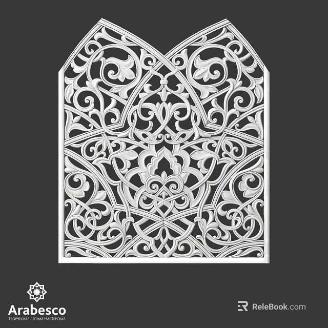 Intricate White Carved Wall Decor With Ornate Floral And Swirl Patterns 3d model 