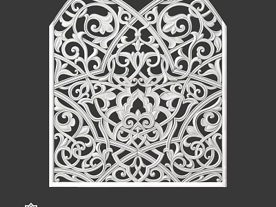 Intricate White Carved Wall Decor With Ornate Floral And Swirl Patterns 3d model