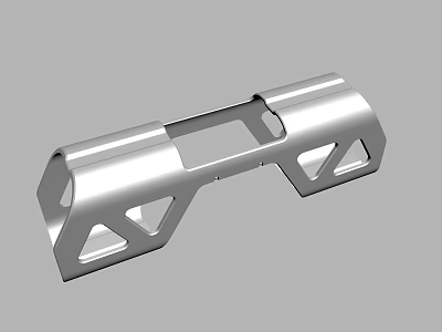 Modern Industrial Silver Metal Bracket With Geometric Cutouts And Hollow Design 3d model