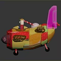 Colorful Cartoon Toy Spacecraft With Astronaut Figure Brown Striped Wings And Cosmic Design