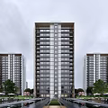 Modern High Rise Residential Buildings With Balconies And Surrounding Greenery And Trees