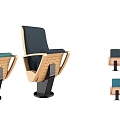 Modern Public Chair Design With Wooden Armrests Green Navy Seats And Black Metal Base