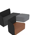 Modern Sofa Set With Gray Fabric Sectional Gray Ottoman And Brown Leather Armchair