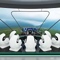Futuristic Cockpit Interior With White Seats Control Panel And Scenic View 3d model