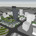 Modern High Rise Office Building With Glass Curtain Wall Green Roof And Spacious Plaza