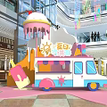 Summer Ice Cream Truck Decor With Melting Ice Cream Display In Mall