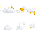 Different Weather Icons Featuring Sun Cloud Lightning Snowflake Moon And Star 3d model