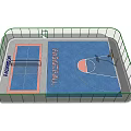 Basketball Court Facility With Tennis Area Green Fence And Blue Surface
